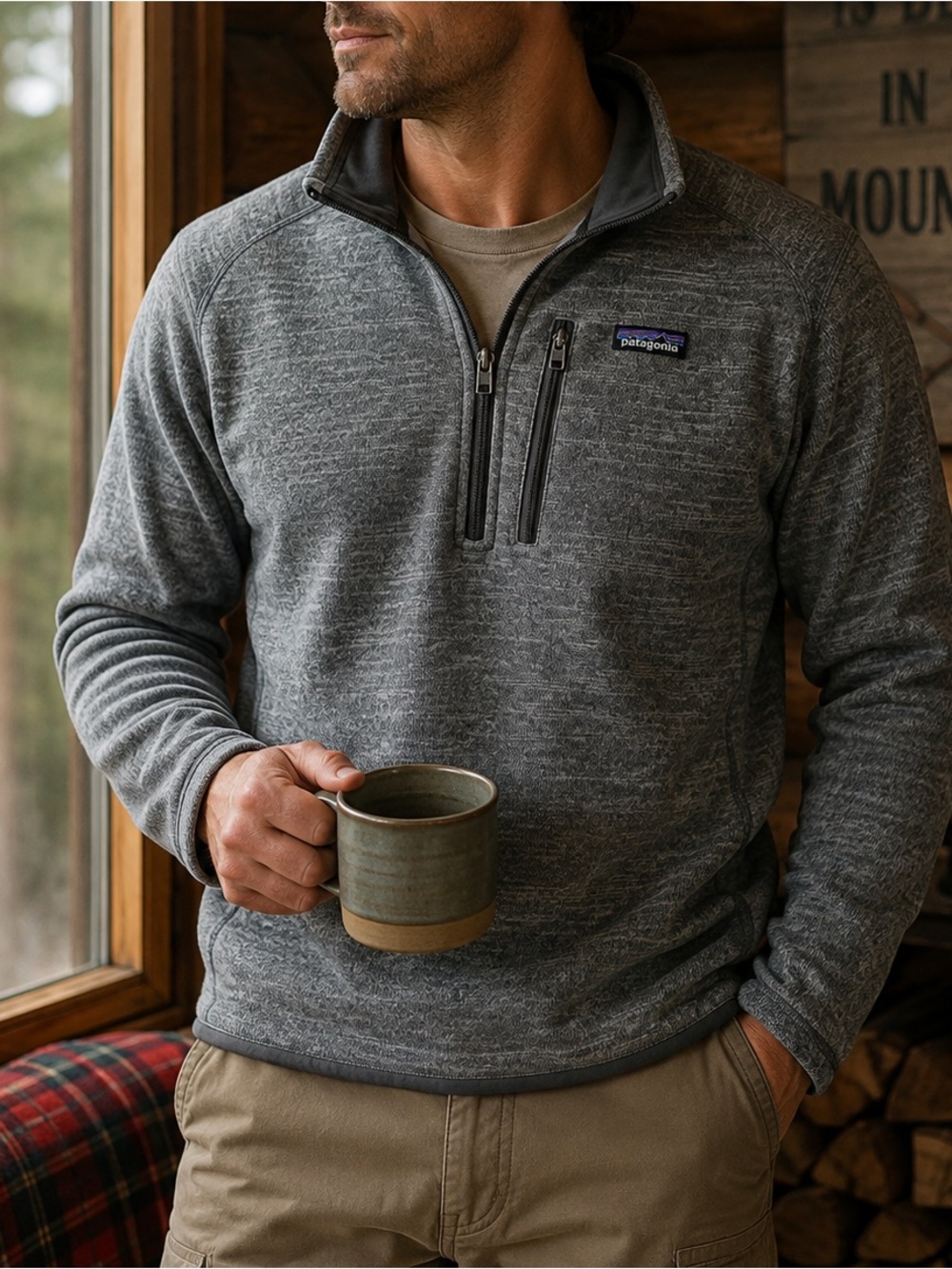 Patagonia Men's Gray Heather Better Sweater Quarter-Zip Fleece Pullover Gorpcore